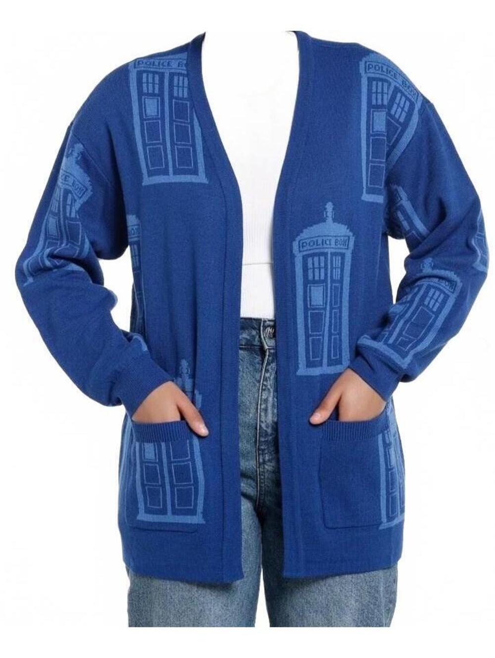 Her Universe Doctor Who TARDIS Blue Cardigan Sweater 3X Sci-Fi Geek Chic BBC